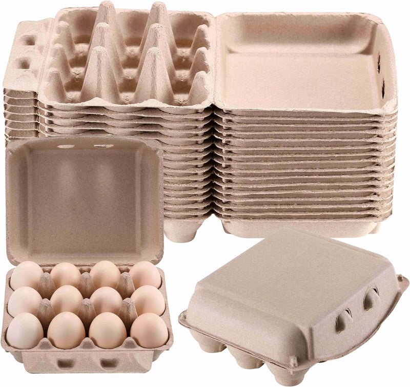 Poreids 30 Pack Egg Cartons Bulk - 3×4 Style Reusable Cardboard Cartons 12 Count, Dozen Chicken Egg Crates - Image 1